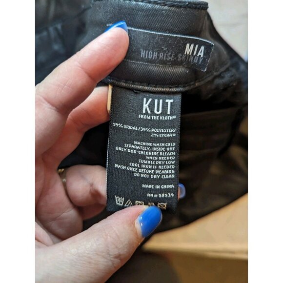 Kut From The Kloth Mia High Rise Skinny Coated Black Jeans Ladies 6 - Picture 13 of 16